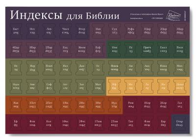 Индексы для Библии с прорезкой (разноцветные, фон заголовка — хаки) 547