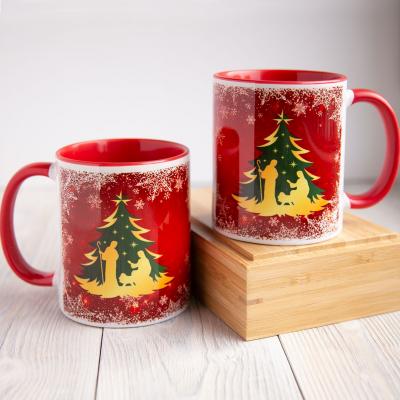 Кружка сувенирная «Рождественская ёлка», цвет внутри и ручка — красные