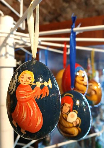 Яйцо на ленте «Рождество» деревянное 65 мм в ассортименте (Федорова ИП)