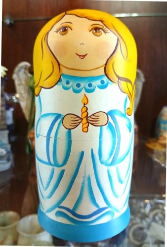 Матрешка рождественская. 5 фигурок. Высота 14,5 см, диаметр 6,5 см