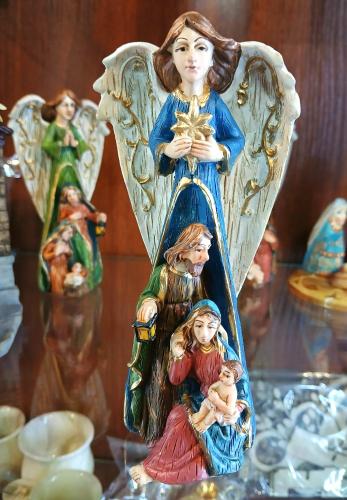 Композиция Рождество «Под кровом ангела в синем» (C) 7Х5Х14 см. Керамика