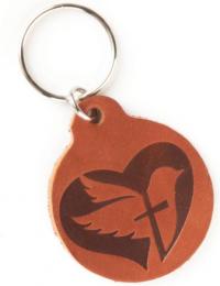Брелок из натуральной кожи (Рыбка, Звезда Давида, Сердце, голубь, крест, Господь-сила моя), в ассорт