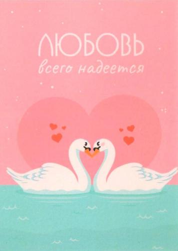 Открытка «Любовь всего надеется» (лебеди) 100Х145 мм (Ваката) 1196