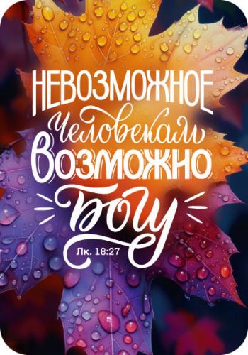 Магнит пластиковый прямоугольный — Невозможное человекам возможно Богу