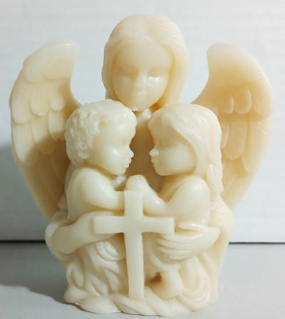 Интерьерная статуэтка «Ангел хранитель с детьми», под мрамор (От Иваныча)