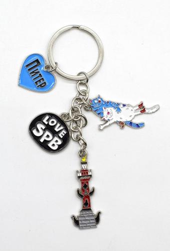 Брелок-гирлянда металлический «Кошарики Love SPb» 4 элемента (Медный всадник)